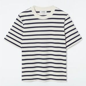 COS Navy and Cream Striped Tee